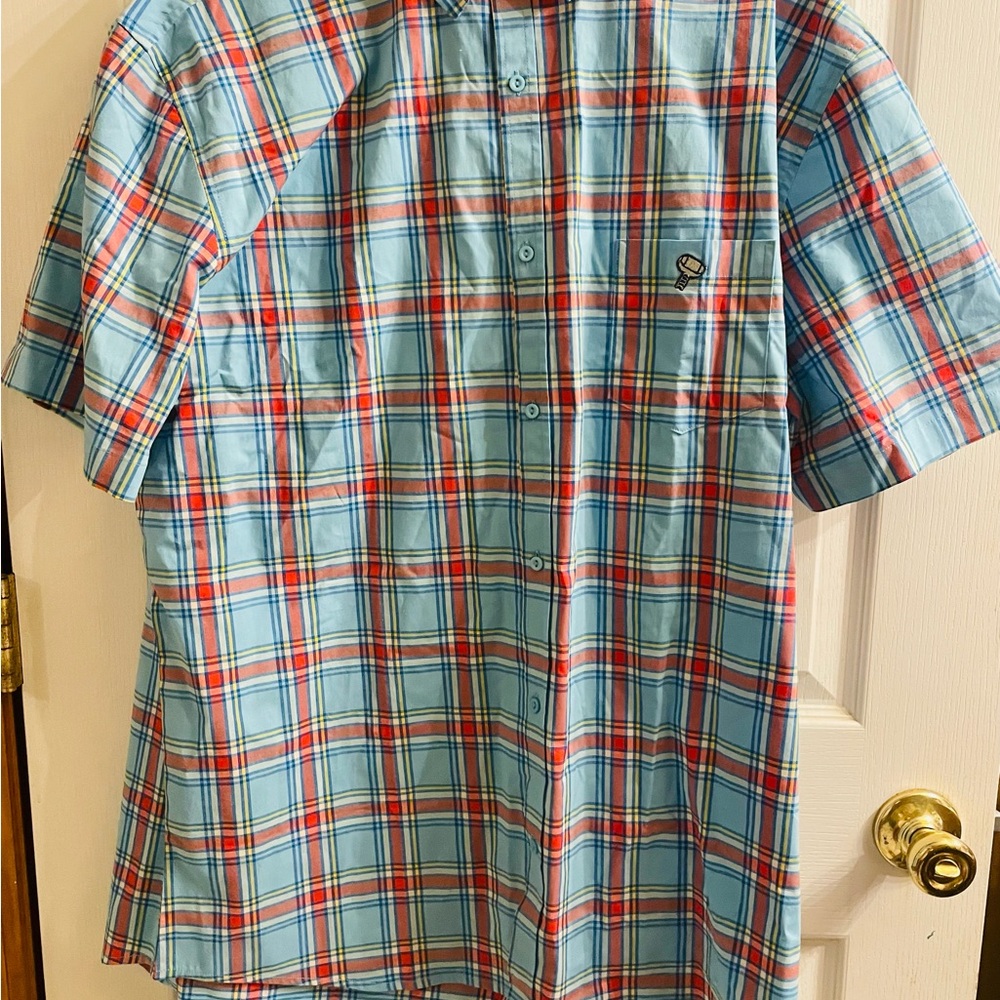 Stitch Shop by Loungefly  Marvel Thor  Plaid Men's Shirt in Blue and Red